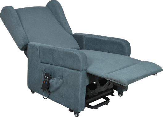 Fauteuil releveur KAIROUAN velours gris, position allongée